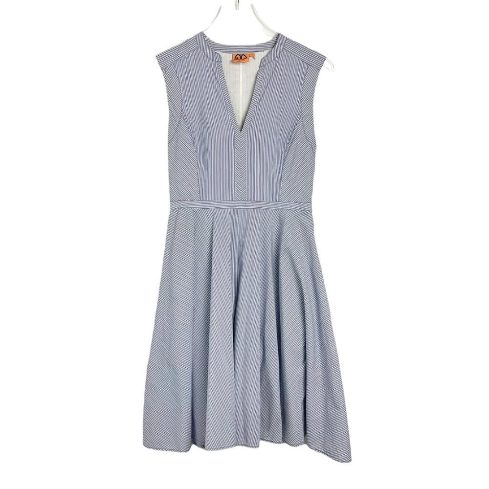 Tory Burch Blue and White Striped Mini Dress